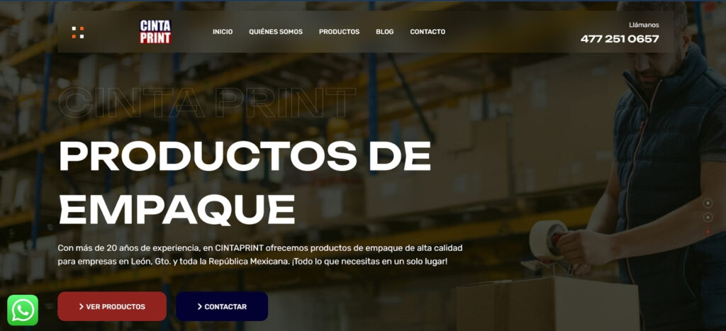 Cinta Print, sitio web de negocio con catálogo de productos