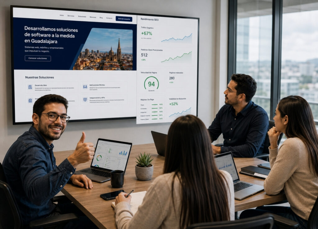 Equipo de Carpa Producciones trabajando en una estrategia de SEO en Guadalajara
