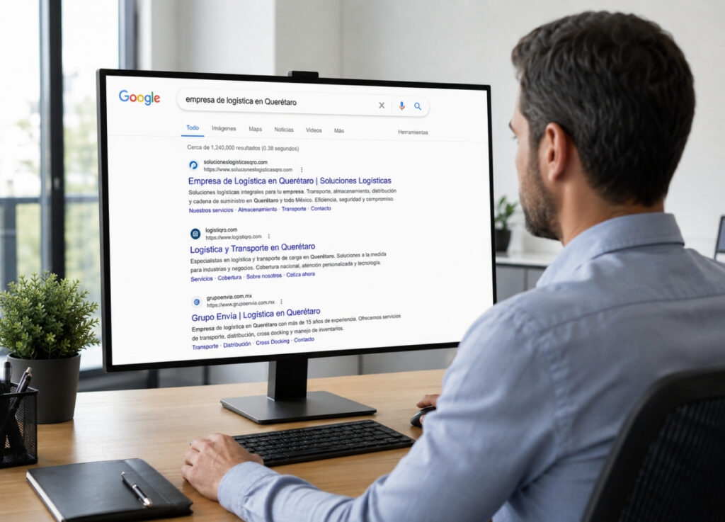 Consultor de SEO revisando el posicionamiento de un sitio