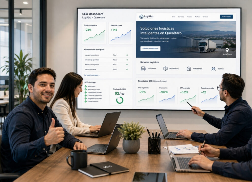 Equipo de Carpa Producciones trabajando en una estrategia de SEO en Queretaro