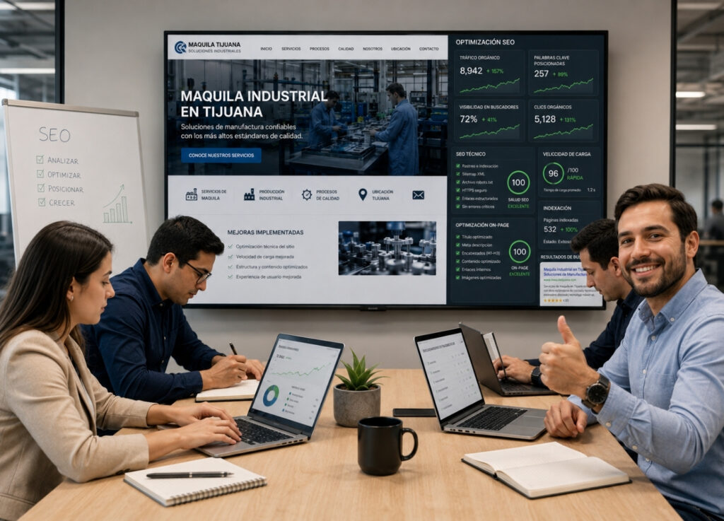 Equipo de Carpa Producciones trabajando en una estrategia de SEO