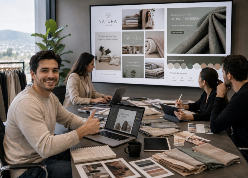 Equipo revisando el plan de contenido de un cliente de Puebla